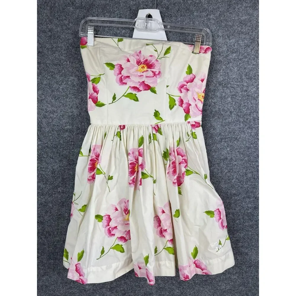Abercrombie Y2k Women's Medium Payton Strapless Summer Floral Sun Dress